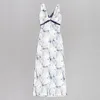 Casual Dresses Women Printed Long Slim Strap V Neck Sling Fshion Designer Blue and White Porcelain Summer Maxi Dress