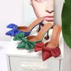 2024 new leather sheepskin sandals 10CM Goblet stiletto high heels Pumps Women slipper Summer pillage pionted toe bowtie diamond size 35-43 slip-on payty wedding