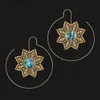 Dangle Chandelier Vintage Gold Color Round Shell Earring Classic Fashion Metal Carving Hollow Snowflake Earrings Banquet Party Jewelry H240423