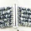 Choker 5 Rows. 2X4MM Natural Black/white. Semi Precious Stones. Necklace 18-23"