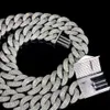 Topkwaliteit Iced Out Hip Hop Cuban Link Chain Mens Fine Jewelry White Gold Cuban Link Chain for Men