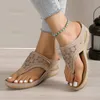 Clip Toe Wedge Heel Sandals for Women Summer Pu Leather Platform Flip Flops Lamkikt Diabetiker Walking Sandaler 240412