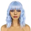 Synthetische pruik Baby blauwe dames pruik volledige kant voorkant menselijk haar pruik bodygolf transparante high-definition kan kant voor pruiken front pruik kleur rollenspel composiet pre lucky