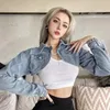 Cropped Jackets Women Chaqueta Mujer Design Outwear Slim BF Single Button Sexy Streetwear Retro Denim Allmatch Chic Ins Cozy 240423