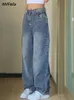 Jeans femmes vintage 90s BAGGY STRAIGHT DENIM pantalon Y2k High Wide Jame Pantalon long décontracté Vêtements Femme Streetwear 240409