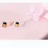 스터드 이어링 enosola real 925 스털링 실버 사랑스러운 비대칭 꿀벌 꽃을위한 패션 쥬얼리