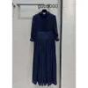 Milan Runway Dress 2024 Ny Spring Summer Lapel Neck 1/2 Sleeve Fashion Designer Dresses Brand Samma stilklänning 0316-11