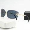 Designer solglasögon 2024 Nya böjda linser med ramlösa trimmade kanter avancerad ljus lyxig stil kvinnors solglasögon fashionabla solglasögon