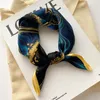 100% naturlig siden halsduk kvinnor design tryck foulard nack hårband kvinnliga små fyrkantiga halsdukar våren kerchief slips 240423