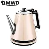 Kettles DMWD Hushåll Electric Kettle 1L Tea Maker Classic Coffee Pot Water Boiler Rostfritt stål Kontor Värmare Automatisk ström