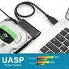 Nieuwe SATA naar USB3.0 -kabel, USB 3.0 naar SATA harde schijfadapter compatibel voor 2,5 3,5 HDD/SSD harde schijf met stroom, ondersteun uasp voor