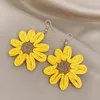 Stud Earrings DODOHAO Handmade Raffia Rattan Braid White Yellow Daisy Flower Drop For Women Woven Knit Floral Bohemia