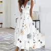 Plus -Size -Chiffon Sexy Blumendruckkleid für Frauen 2023 Sommer Elegant Bohemian Long Kleider weibliche Kleidung Vestido Rock 240412