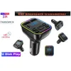 G38 FM Sändare Type-C Dual USB-portar Snabbladdning Färgglad LED Light Car Charger BT 5.0 Trådlös MP3-spelare