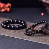 Bangle Natural Lucky Obsidian Stone Buddha Beads Браслеты пары изящные моды Allmatch Elastic Bracelets для мужчин и женщин