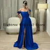 Partykleider Eightree Blue A-Line Prom von der Schulterseite Schlitzabendkleid formale Saudi-Arabien Cocktailkleider Custom Größe