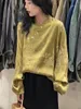 Blouses pour femmes Johnature 2024 femme printemps mode jacquard manches longues lâches mitans de style vintage décontracté chinois