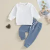 Set di abbigliamento per bambini outfit per la felpa a colore solido oversize con pantaloni da jogger autunno pantaloni per pantaloni invernali