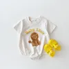 T-shirts 2024 Korean Summer Baby Boy Romper Outfit Organic Cotton Bear Print T shirts Romper 3month Infant Clothing Baby Girl Bodysuit