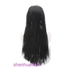 13 * 6 Black Braid Fashion Chemical Fiber Front Lace Wig Long Hair Full Head Set Top Hook