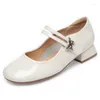 Vestido tênis aiyuqi feminino Mary Jane 2024 Spring Genuine Leather Mid Heel Patent Office