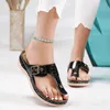 Slippers Women Vintage Platform Clip Toe Flop Flops Vrouw Summer Non Slip Metal Button Wedge Woman Beach Sandalen Plus Maat 43