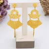 Äthiopien goldplattierte Halskette Kette für Frauen Design kühne Ohrringe 18k Gold Farbe Lady Elegant Abend Party Schmuck Geschenk 240423