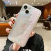 Glitter Luminoso Liquid Liquid Case para iPhone 15 14 13 12 11 Pro Max X XS XR Plus Silicone Back Cover