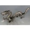 Decorative Figurines Chinese Miao Silver Handmade Auspicious Dragon Town Curtilage Statue