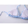 Novo biquíni dividido na moda europeia e americana para feminino Blue Blue Sexy Bikini Conjunto