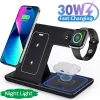 Laders 30W LED Snelle draadloze lader Stand 3 in 1 opvouwbaar laadstation voor iPhone 15 14 13 12 11 Apple Watch 9 8 7 6 5 AirPods Pro