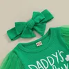 Zestawy odzieży Baby dziewczyna St Patricks Day Day Fits Shamrock Letter Drukuj Romper Romper Długie rękaw