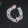 18Mm 8" VVS Moissanite Diamond Cuban Chain Bracelet Fast Shipping Thick Devil's Eye Arc Line Sterling Sier Fine Jewelry