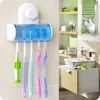 Cabeças 2017 escova de dentes sucção plástica 5 por escova de dentes montagem de parede stand rack home banheiro acessórios