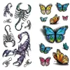 Tattoos Tattoo impermeável Tattoo adesivo Butterfly Flor Rose 3D Tattoos Scorpion Halloween Spider Body Art Arm Fake Tattoo Women