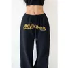 Pantaloni da jogger hippie jeans femminile da donna hip-hop pantaloni della tuta jazz donne pantaloni larghi alla vita alta lettera gamba pantaloni sportivi da donna y240422