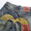Federmoling Fushen Jeans Instagram gewaschen und gespleißt lose lässige Hose mit großer Größe Straight Trendy Etikett 204333