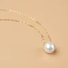 Collane Nymph 18k oro collana a ciondolo rotondo arrotonda naturale perla d'acqua dolce au750 bianca 810mm da donna regalo di gioielli