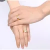Bands Vnox 2pcs Engagement Wedding Rings Big CZ Stone Gold Color Women Men Promise Jewelry