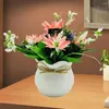 Decorative Flowers Potted Plant Elegant Artificial Plants For Home Office Decor 5 Flower Head Table Centerpiece Wedding Faux Indoor