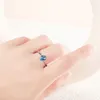Clusterringen Bague Ringen Eenvoudige stijl 925 Sterling Silver Ring met Sky Blue Topaz 6 8mm Luxe sieraden voor vrouwen Elegant Gift Lady