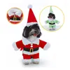 Dog Apparel Pet Christmas Clothes Santa Claus Hat Fashion Funny Standing Costume
