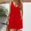 Casual jurken Dames Sundress met zakken Zomer Boho Beach Dress-shirts Dress V Neck Looseank Elegant For Women