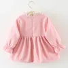 Ensembles bébé neufs filles coton robe à longs fleurs bébé fleurs de couleur solide archet de chemise lâche poupée mignon petkirt princesse robe