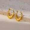 Pendientes de aro Acero inoxidable para mujeres Color de oro grueso Round Vintage Elegant Party Pareja Oída Joyería Aretes Mujer