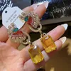 925 Silver Drop Earrings For Women Created Citrine Luxury Stud Dangle Earring Party Accessories Fine Jewelry 240422