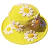 Berets Flower Buckte Hat Hat Floral Fisherman Лето для вышитого солнца вязание крючком