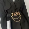 Correias da cintura Brand de luxo Correia de corrente de ouro elástica Cintos de cintura de metal de prata para mulheres de alta qualidade Ladies Coat de Ketting Riem Waudand