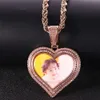 Yunyi smycken minnen foto dubbel lager kärlek par hänge zirkon hiphop halsband