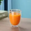 Becher hitzebeständiger Haushaltsaft Milch Kaffee Tasse Runde Eierform transparent isoliertes Tee Doppelglas Hoch Borosilikat